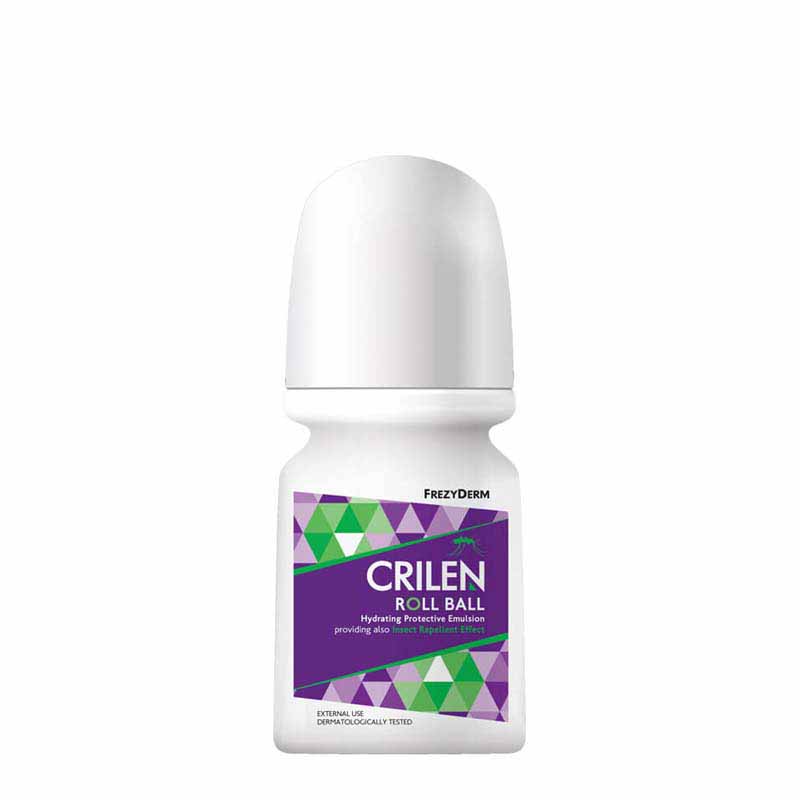 Ενυδατικό FREZYDERM Crilen Roll Ball προστατευτικό γαλάκτωμα και με εντομοαπωθητική δράση που απλώνεται απευθείας στην επιδερμίδα.