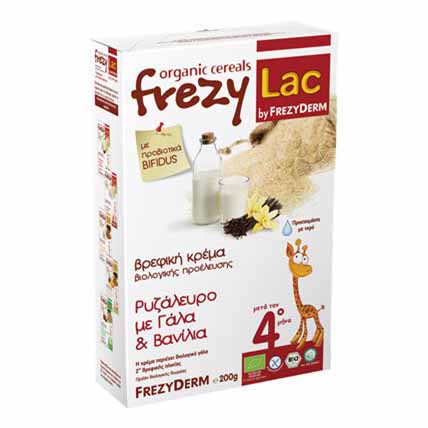 FREZYDERM FREZYLAC Βρεφική Κρέμα Βιολογική Ρυζάλευρο Βανίλια με Γάλα 200gr