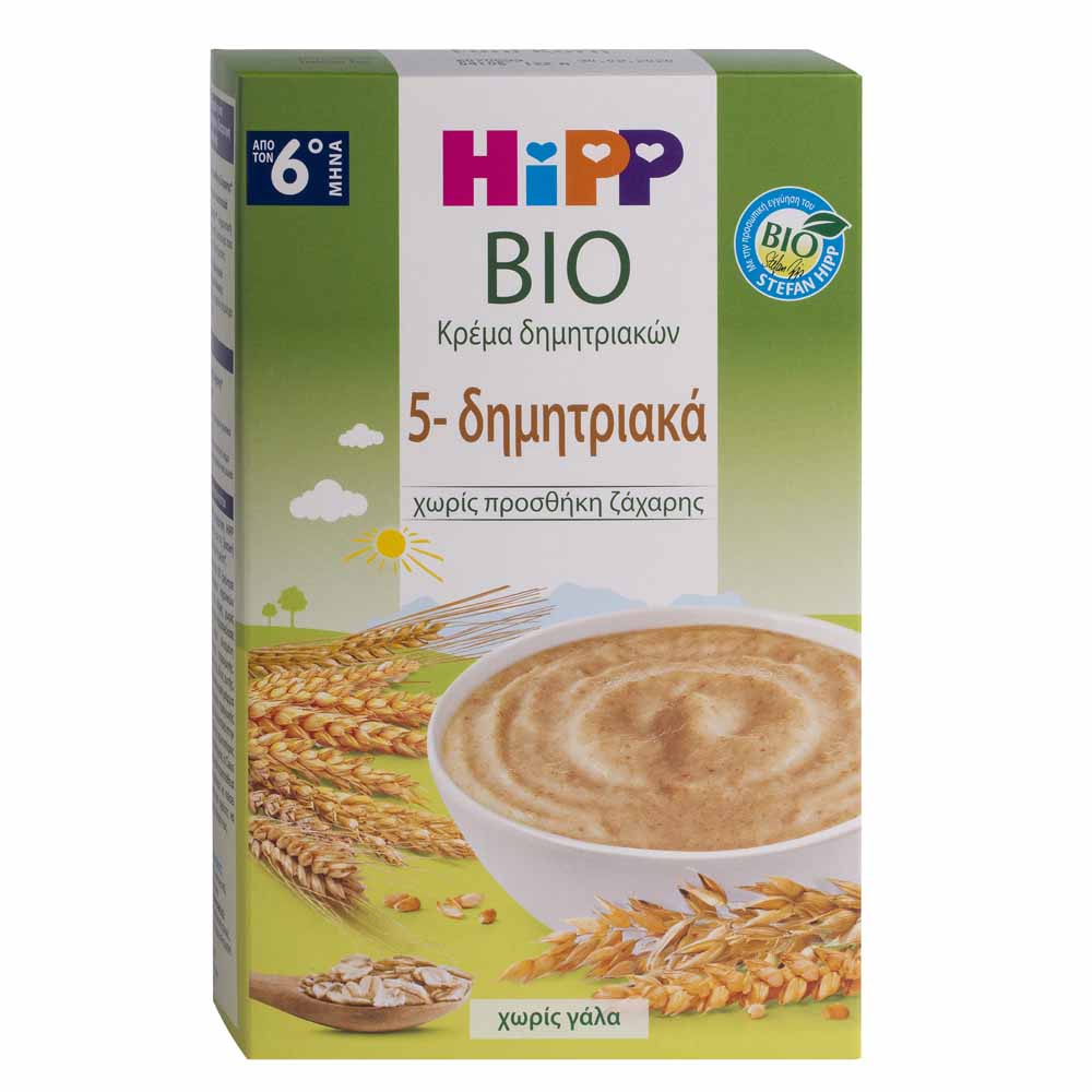 409585 HIPP ΚΡΕΜΑ 5 ΔΗΜΗΤΡΙΑΚΩΝ ΧΩΡΙΣ ΓΑΛΑ 6ο ΜΗΝΑ 200gr Pharmabest 1