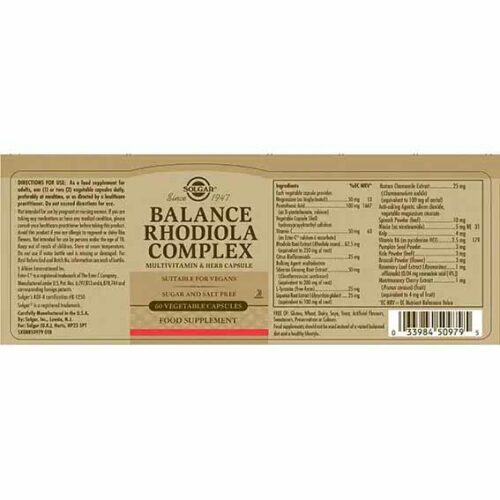 308584 SOLGAR Balance Rhodiola Complex Vegetable 60caps 2 Pharmabest