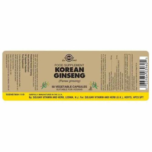 310035 SOLGAR Korean Ginseng Vegetable 50caps 2 Pharmabest
