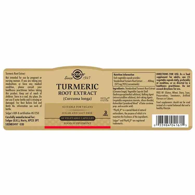 310068 SOLGAR Turmeric Root Extract Vegetable 60caps 2 Pharmabest