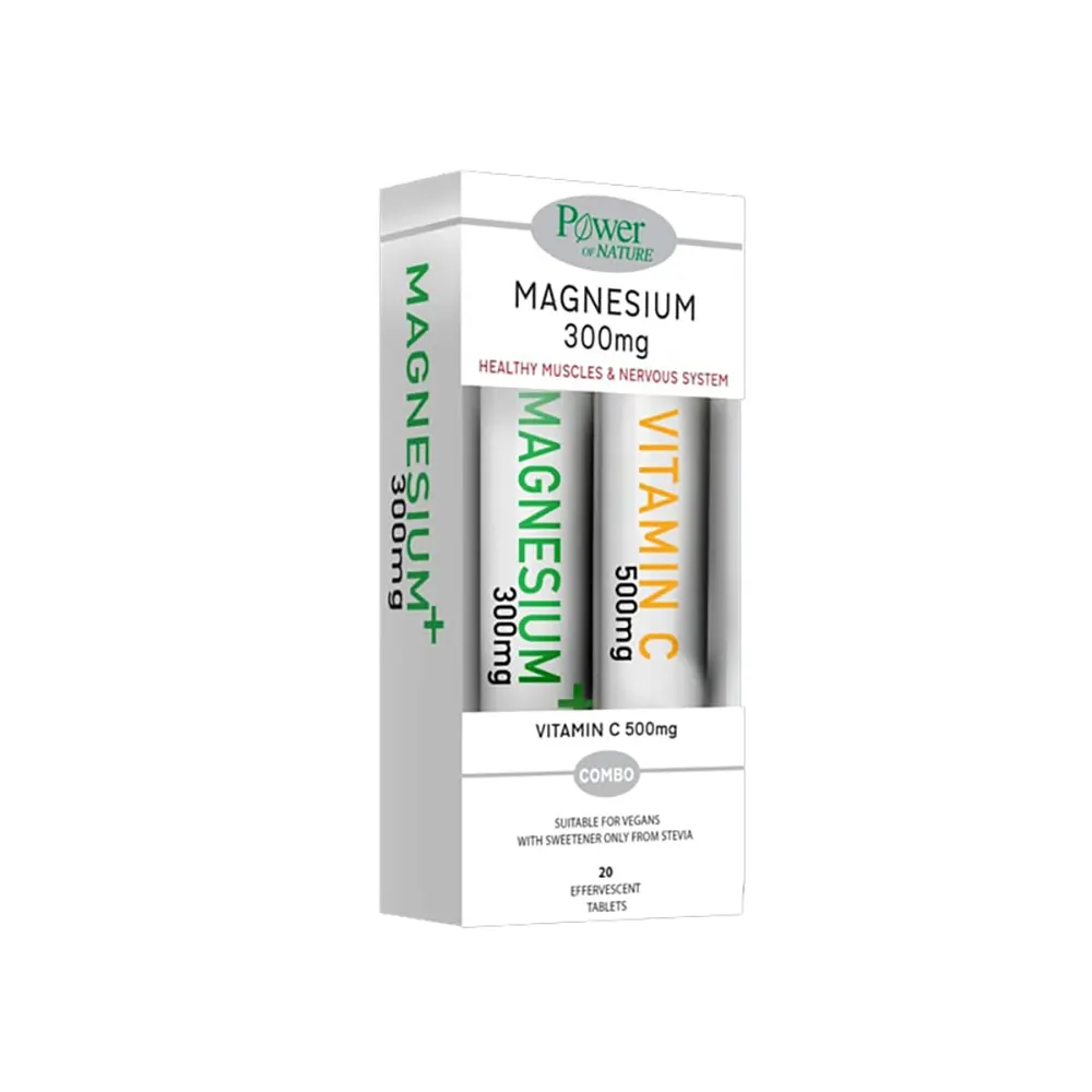 POWER HEALTH Magnesium 300mg Stevia 20tabs Δώρο Vitamin C 500mg 20tabs