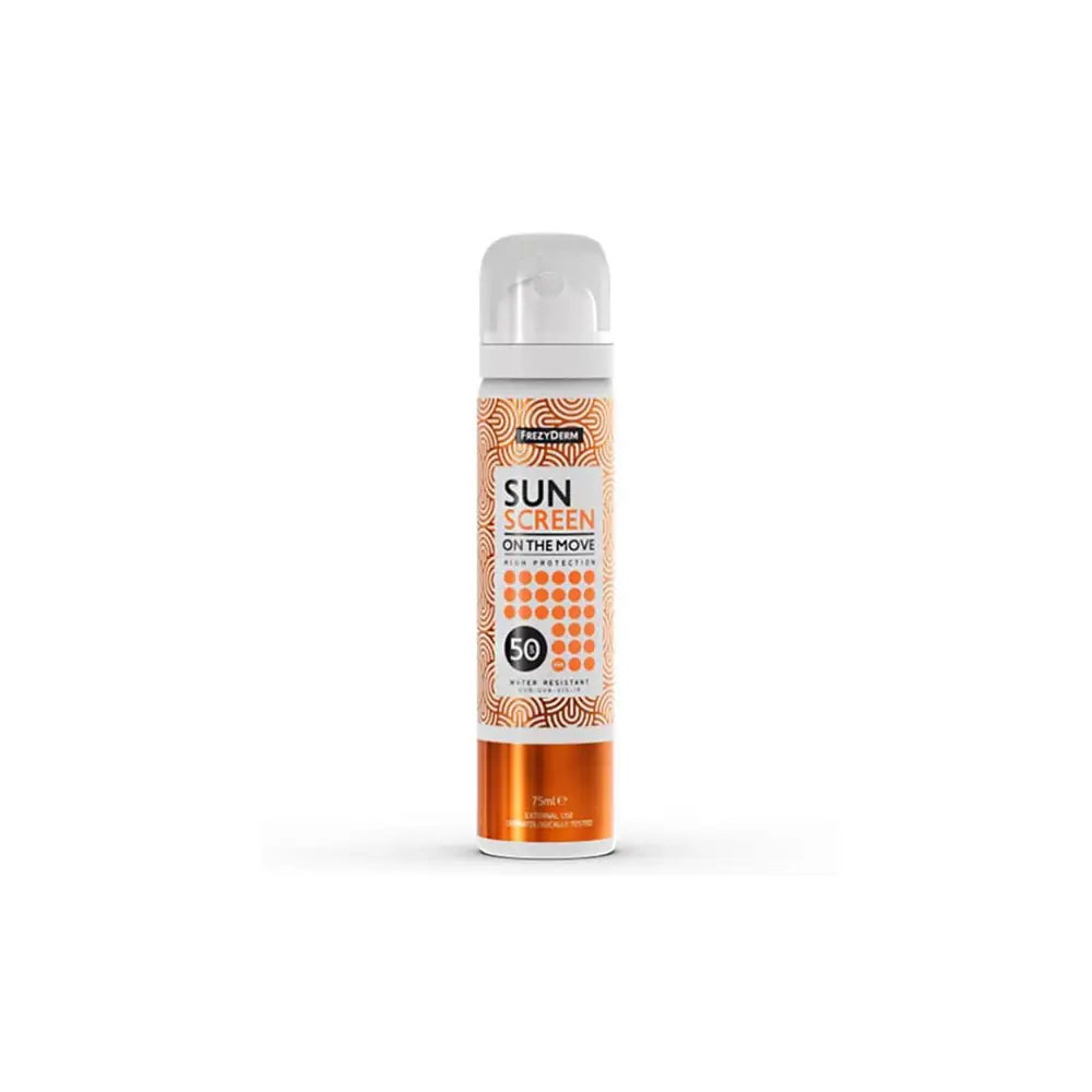 5202888222443 FREZYDERM SUN SCREEN ON THE MOVE SPF 50 Αντηλιακό spray προσώπου 75ml Pharmabest 1