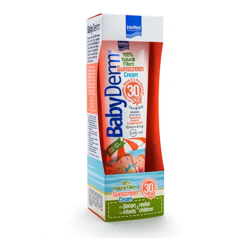5205152009900 InterMed Babyderm Sunscreen Cream Spf30 – 100 Natural Filters 300ml Pharmabest