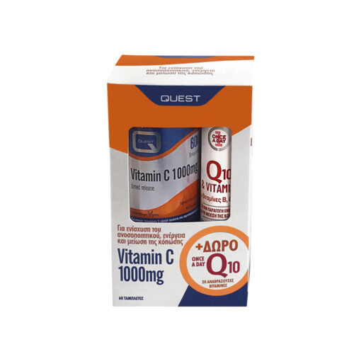 5205965180230 PROMO Quest Vitamin C 1000 Mg 60Tabs Timed Release Δώρο Quest Q10 Vitamins 20Tabs Pharmabest