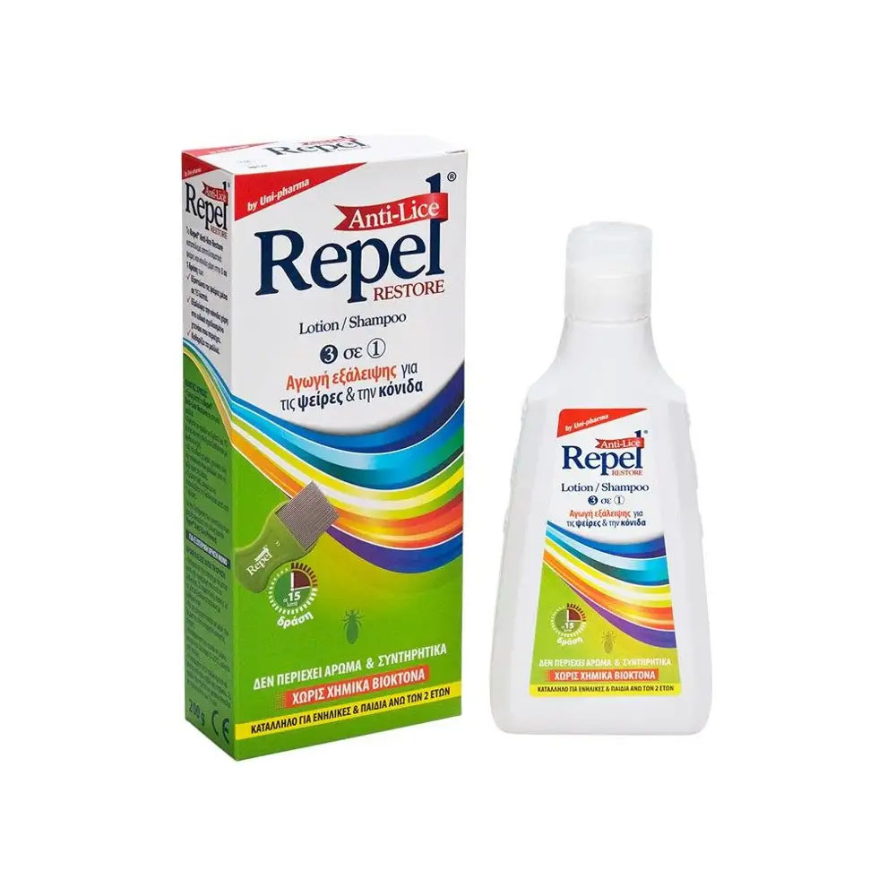 5206938000333 Uni Pharma Repel Anti lice Restore 200ml Pharmabest 1