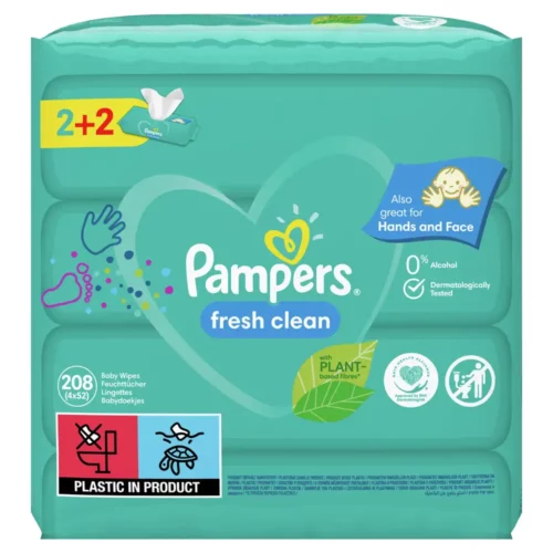 8001841078090 Pampers Fresh Clean Μωρομάντηλα 4 x 52 208 Τεμ Pharmabest 1