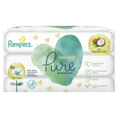 8001841708942 Pampers Pure Coconut Μωρομάντηλα 3 x 42 126 Τεμ Pharmabest 1