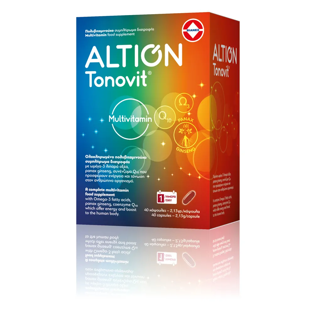 ALTION Tonovit με Ωμέγα-3 λιπαρά οξέα, Panax Ginseng, Συνένζυμο Q10, 13 Βιταμίνες και 8 Μέταλλα/Ιχνοστοιχεία
