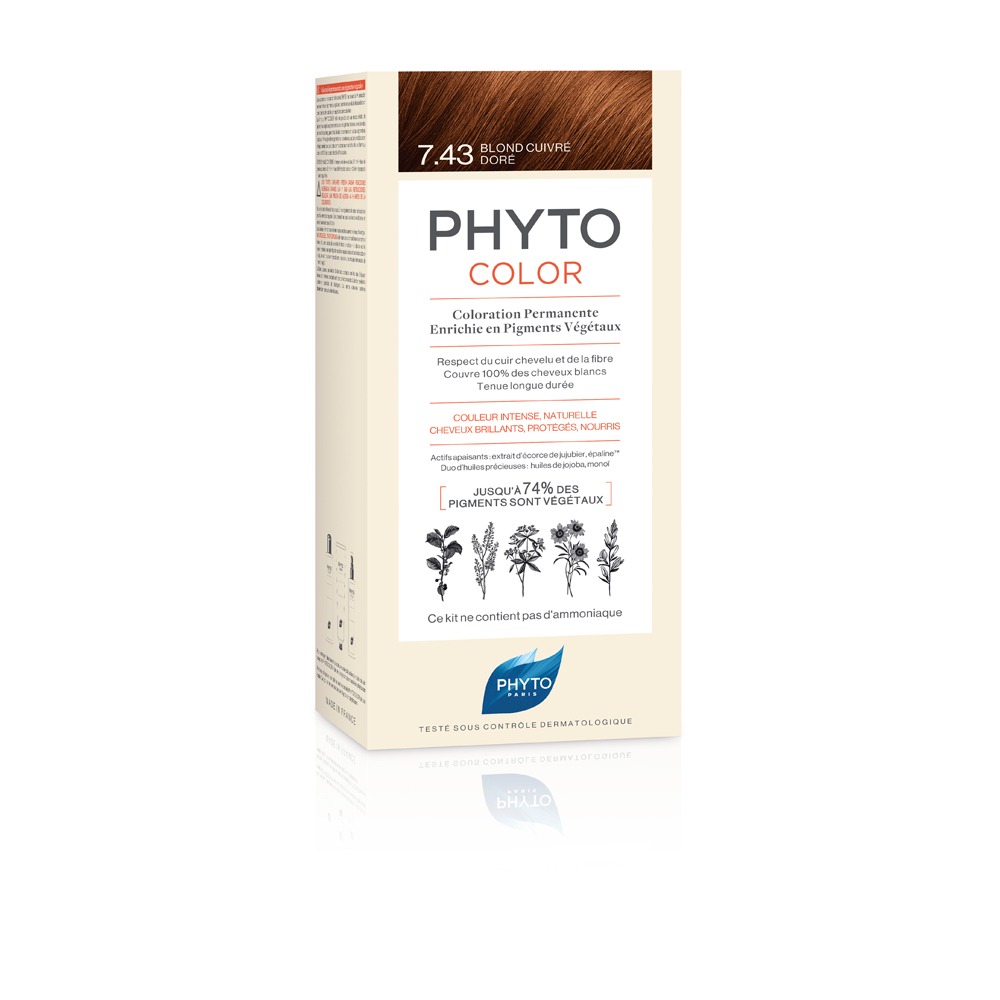 3338221004604 PHYTOCOLOR 7.43 Ξανθό Χρυσοχάλκινο Μόνιμη Βαφή Pharmabest 1