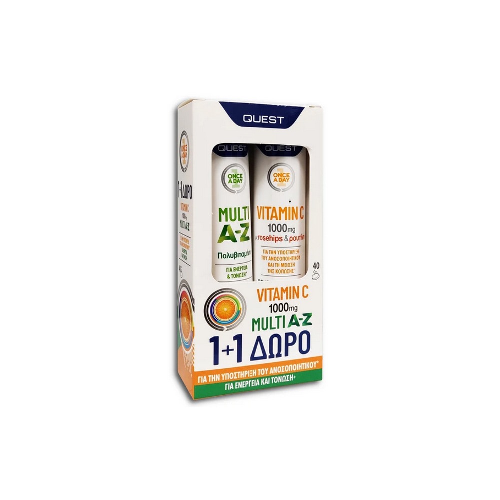 5205965180322 Quest Vitamin C 1000Mg Effervescent 20Tabs Δώρο Multi A Z Vitamins 20Tabs Pharmabest