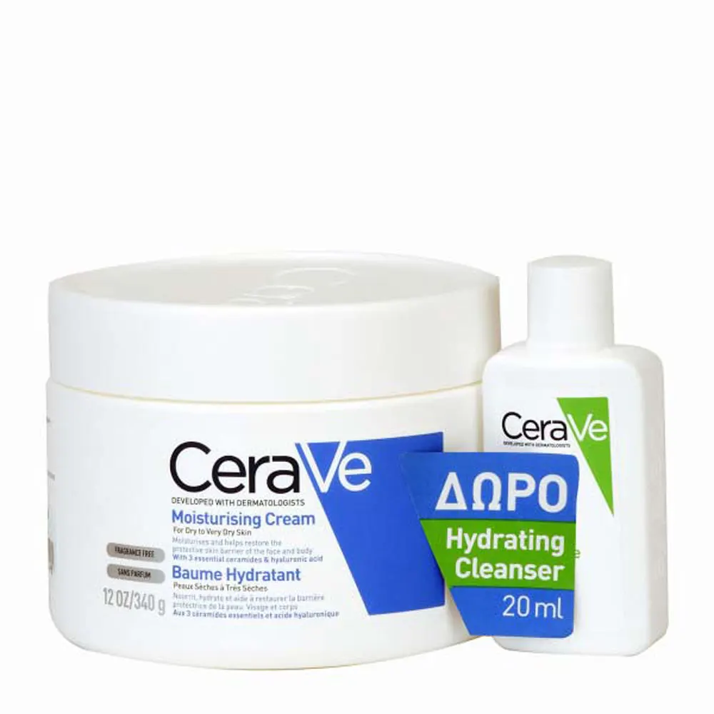 CeraVe Ενυδατική Κρέμα 340gr Δώρο Κρέμα Καθαρισμού 20ml