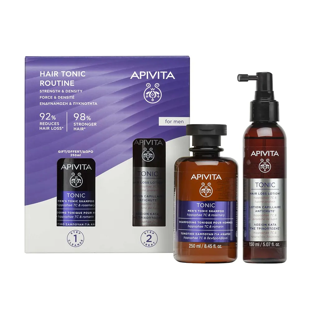 Apivita Promo Tonic Hair Care - Λοσιόν κατά της Τριχόπτωσης 150ml & ΔΩΡΟ Τονωτικό Σαμπουάν για Άνδρες 250ml