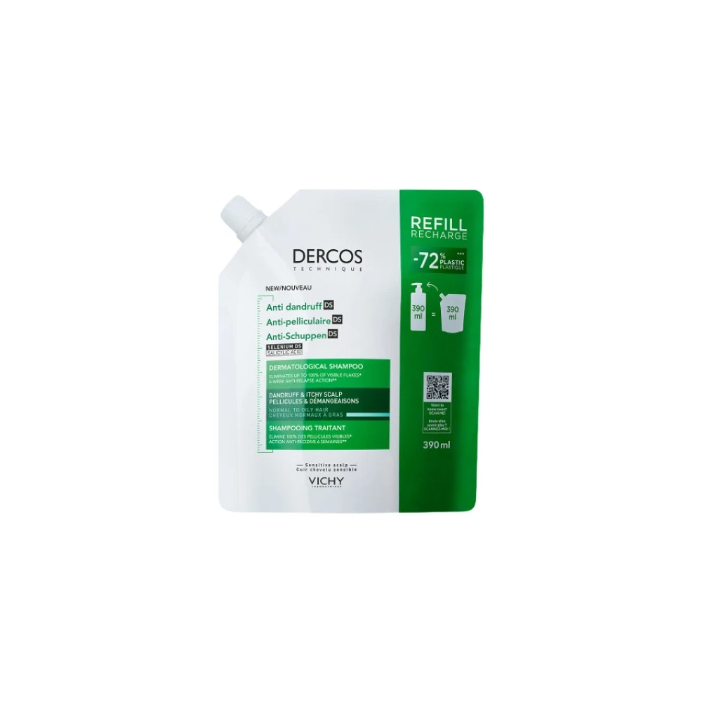 Vichy Dercos Anti dandruff DS Normal to Oily Hair - Σαμπουάν Για Κανονικά έως Λιπαρά Μαλλιά - Πιτυρίδα - Κνησμός Ανταλλακτικό 390ml