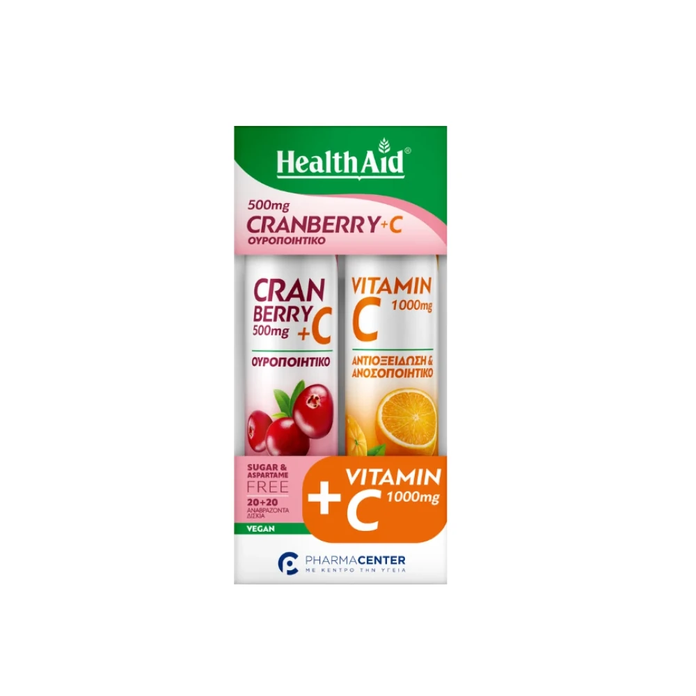 Health Aid Promo Cranberry + C & Vitamin C 20+20 Αναβράζοντα Δισκία