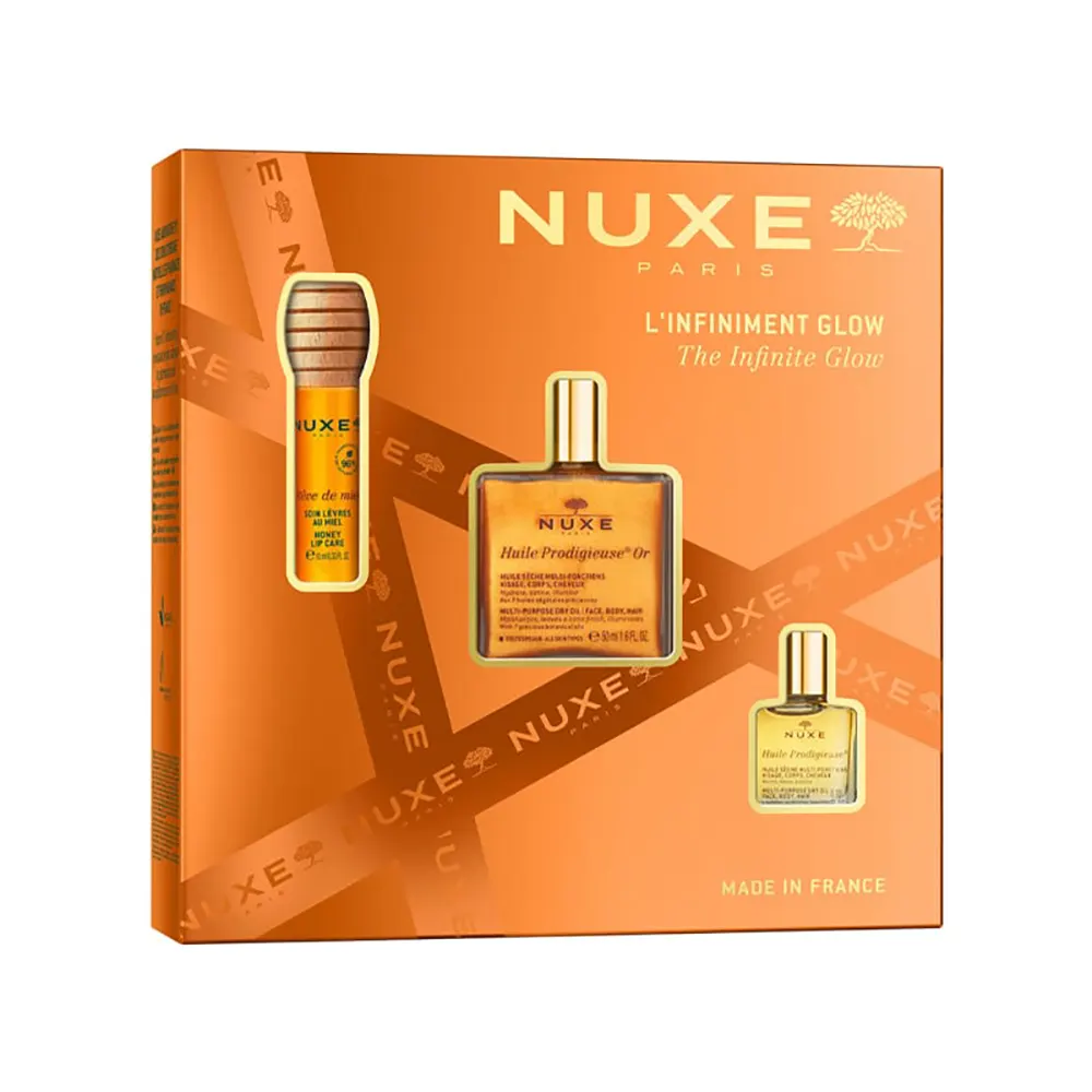 Nuxe Set The Infinite Glow Huile Prodigieuse 50ml & Reve de Miel Honey Lip Care Ενυδατικό Έλαιο Χειλιών 10ml & Huile Prodigieuse Ξηρό Έλαιο για Θρέψη 10ml