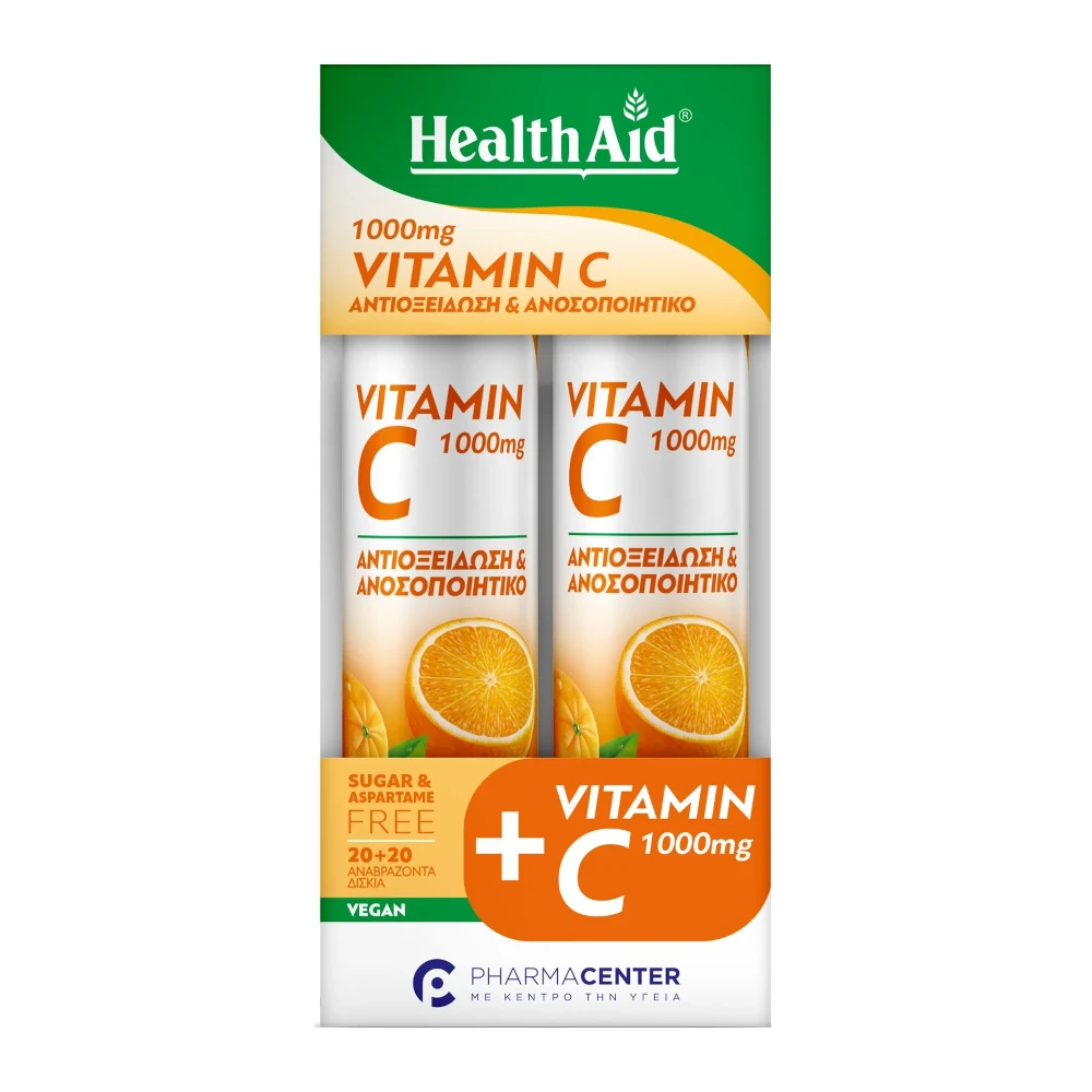 Health Aid Promo Vitamin C 1000mg Orange 2x20 Αναβράζοντα Δισκία