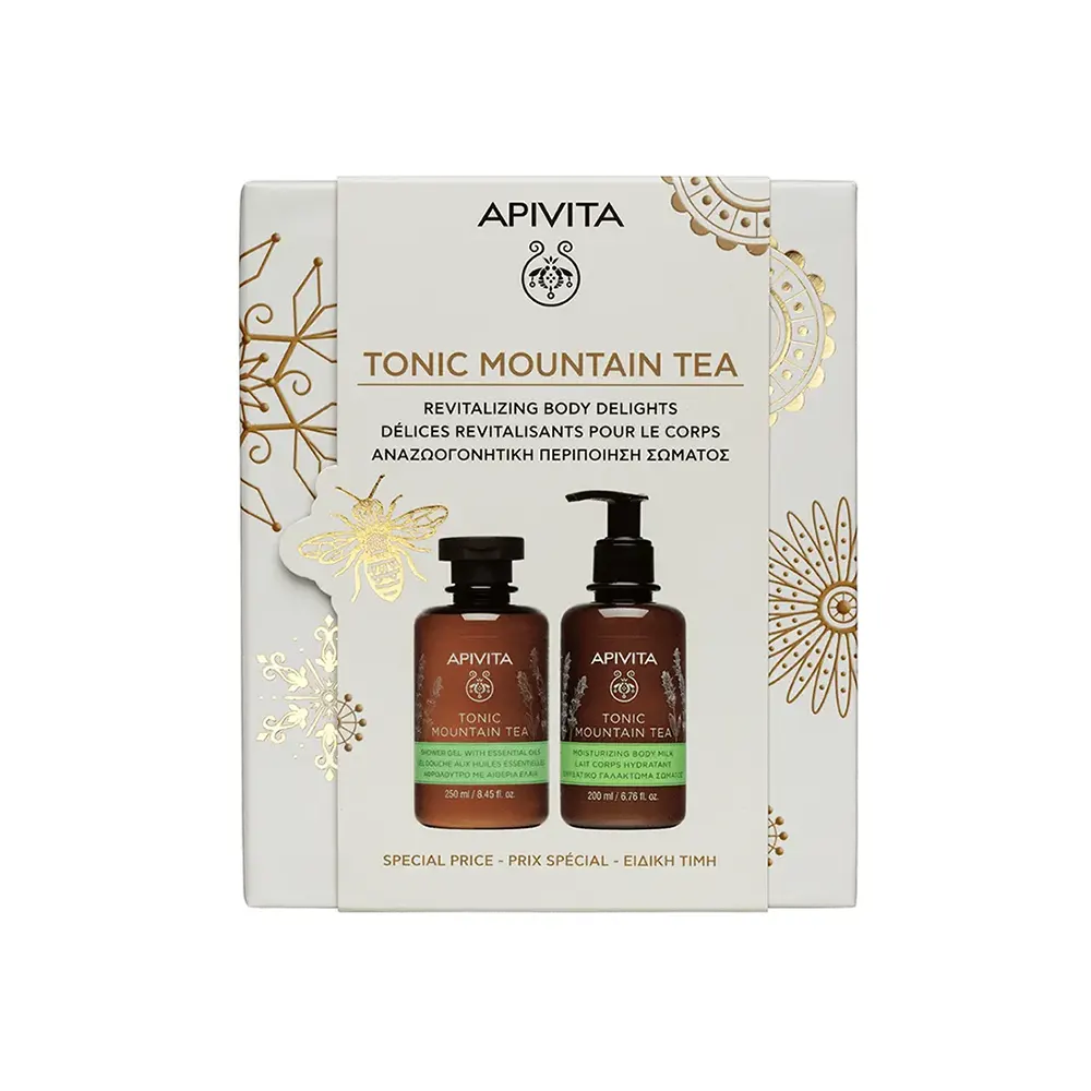 Apivita promo Tonic Mountain Tea Αφρόλουτρο με Αιθέρια Έλαια 250ml & Ενυδατικό Γαλάκτωμα Σώματος 200ml