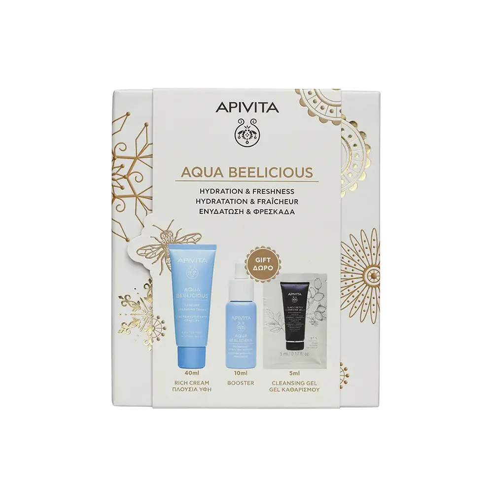 Apivita Aqua Beelicious Απαλή κρέμα Ενυδάτωσης Πλούσιας Υφής Λουλούδια & Μέλι 40ml +Δώρο Booster Αναζωογόνησης και Ενυδάτωσης 10ml Μαύρο gel καθαρισμού Πρόσωπο & Μάτια 5ml