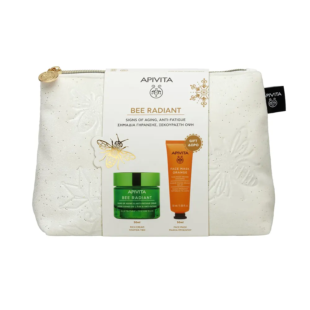 Apivita Bee Radiant Promo Κρέμα Πλούσιας Υφής για Σημάδια Γήρανσης & Ξεκούραστη Όψη 50ml + ΔΩΡΟ Μάσκα προσώπου Πορτοκάλι 50ml