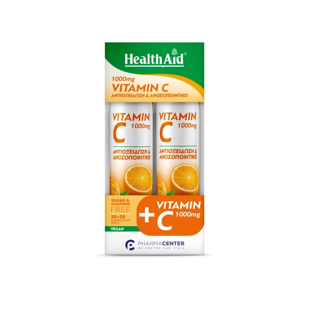 Health Aid Promo Vitamin C 1000mg Orange 20+20 Αναβράζοντα Δισκία