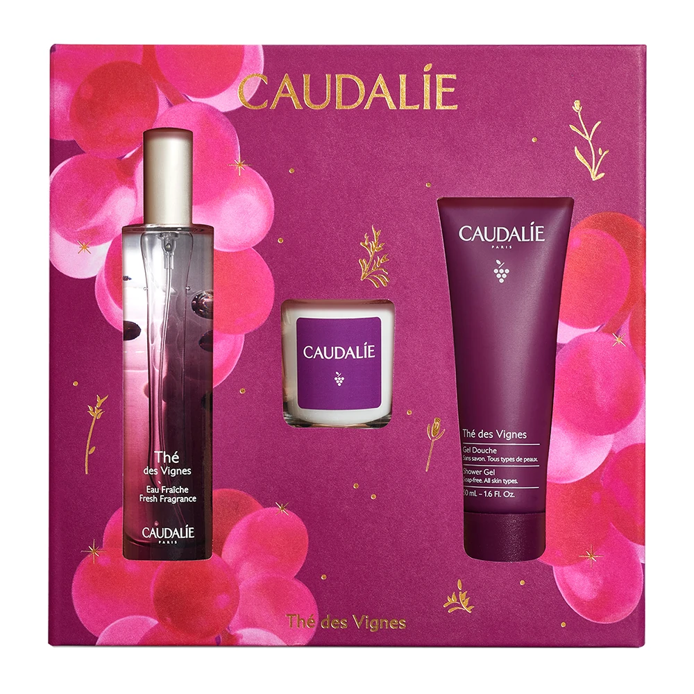 Caudalie Gift Set The des Vignes Fresh Fragrance 50ml, Δώρο Αρωματικό κερί 35g & Shower Gel 50ml