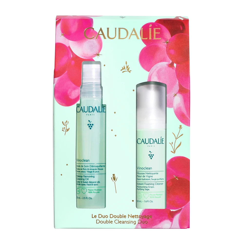 Caudalie Double Cleansing Duo - Make-up Removing Cleansing Oil 75ml & Instant Foaming Cleanser 50ml
