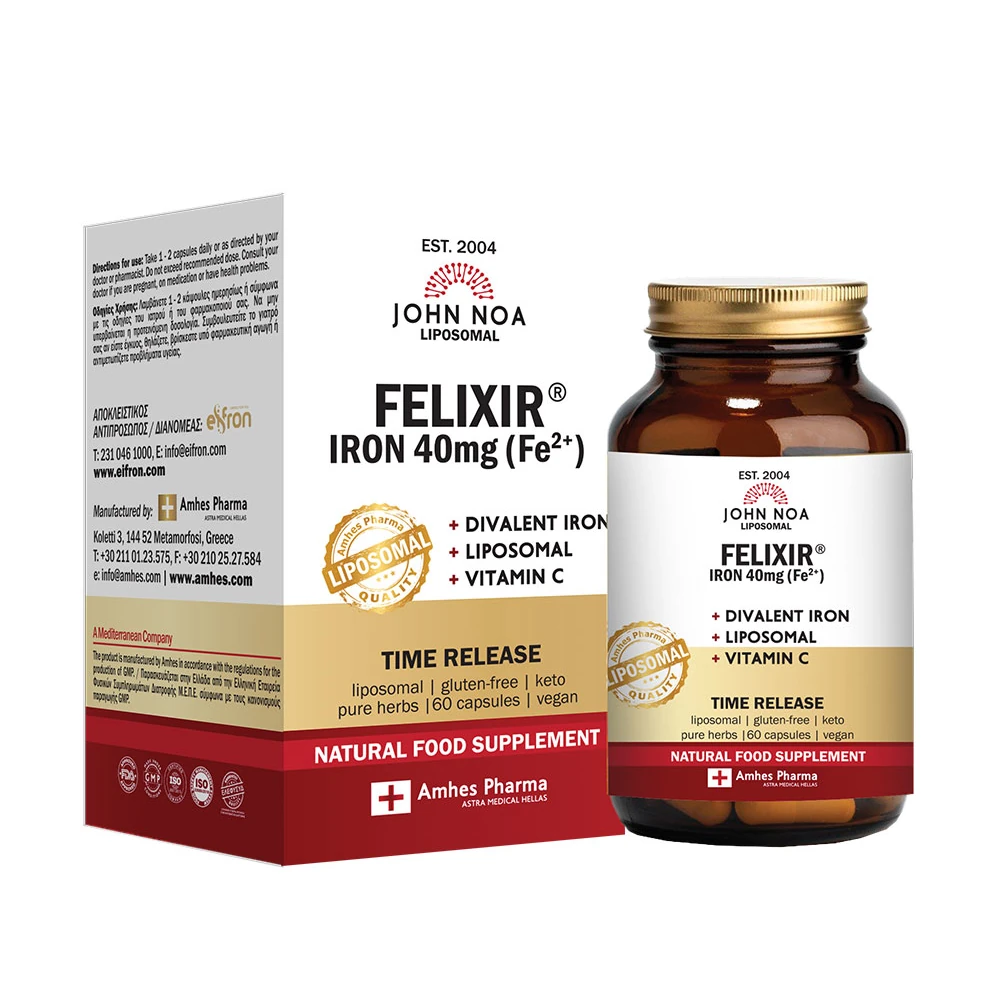 Eifron John Noa Felixir Iron 40mg Λιποσωμιακό - Time Release 60Caps