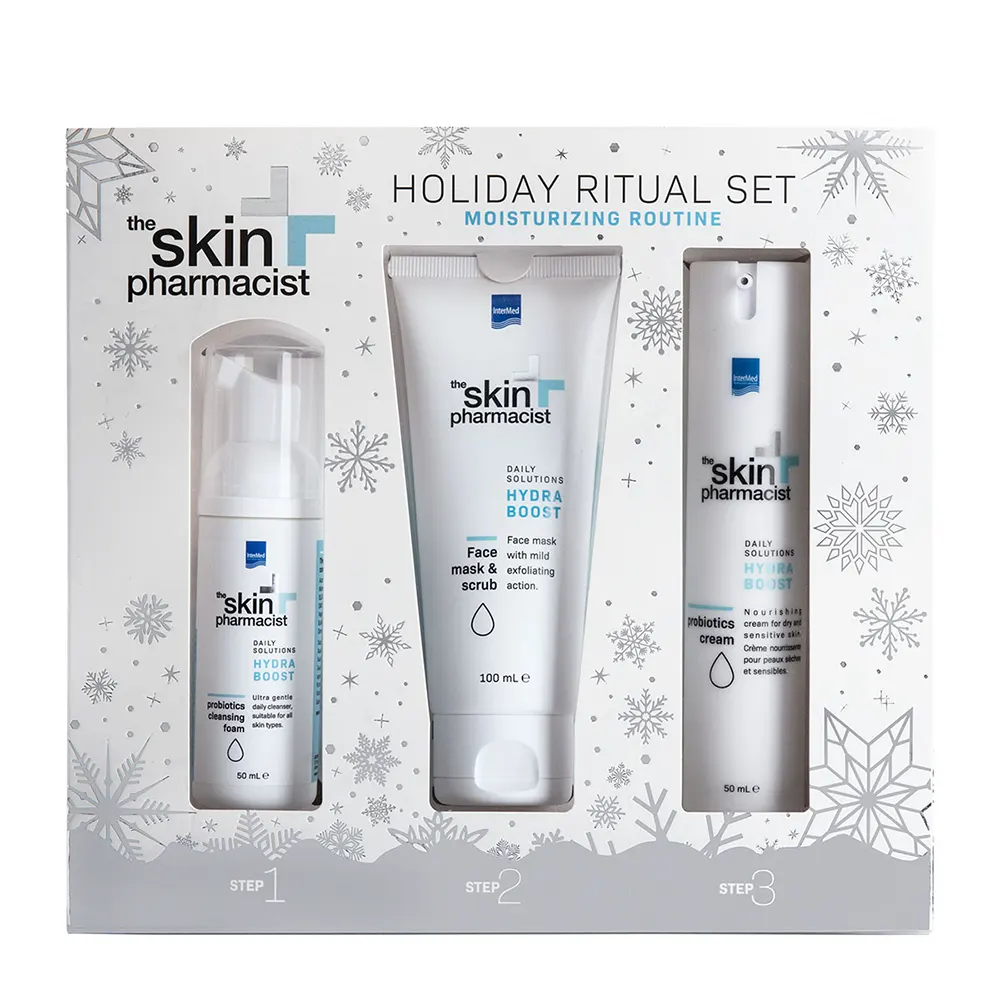Intermed Skin Pharmacist Hydra Boost Christmas Kit Probiotics Cleansing Foam 50ml, Face mask & Scrub 100ml & Probiotics Cream 50ml
