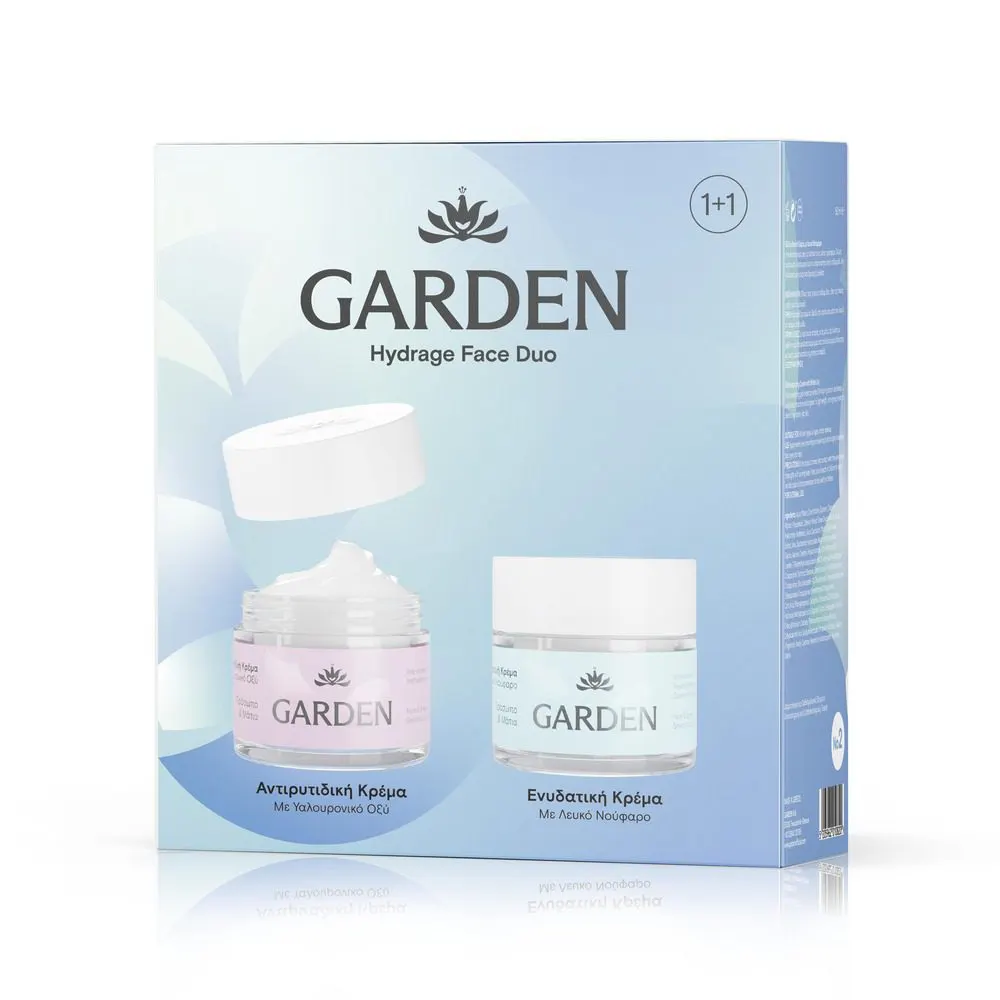 Garden Αντιρυτιδική Κρέμα με Υαλουρονικό Οξύ 50ml + Ενυδατική Κρέμα με Λευκό Νούφαρο 50ml