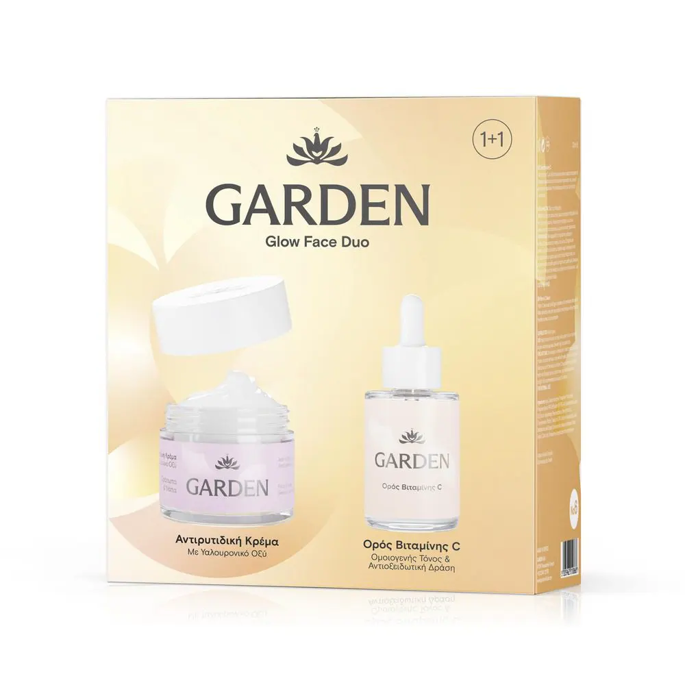 Garden Glow Face Duo Αντιρυτιδική Κρέμα με Υαλουρονικό Οξύ 50ml & Ορός Βιταμίνης C 30ml