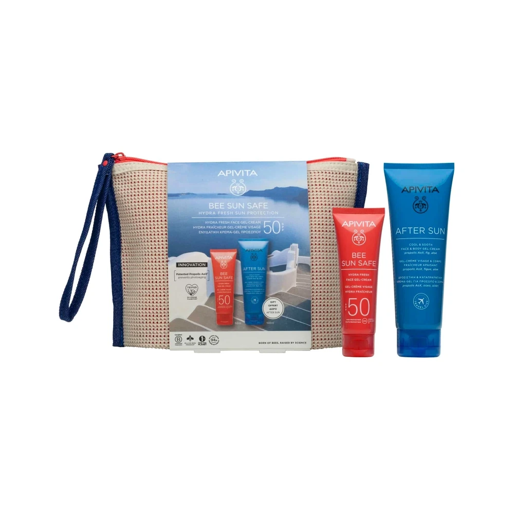 Apivita Promo Bee Sun Safe Hydra Fresh Face Gel Cream Spf50, 50ml & Δώρο After Sun Cool & Sooth - Δροσιστική Κρέμα-Τζελ για Πρόσωπο & Σώμα, 100ml & Νεσεσέρ
